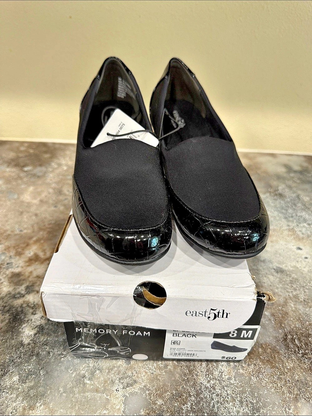 east5th Black Wedge Loafers US 8 New